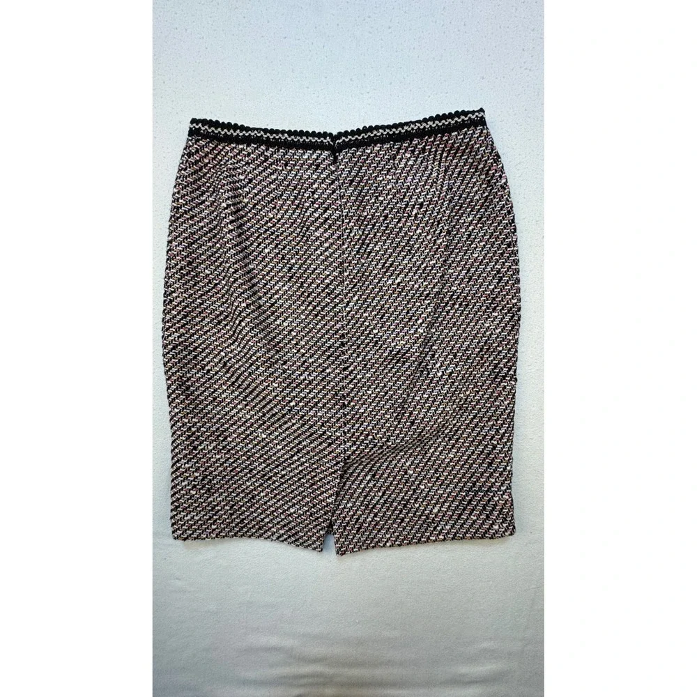 Talbots Skirt Womens 2P Black Multi Tweed Pencil Cotton Blend‎ Trim